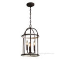 11 Inch Wood Accent Lantern Steel Chandelier light